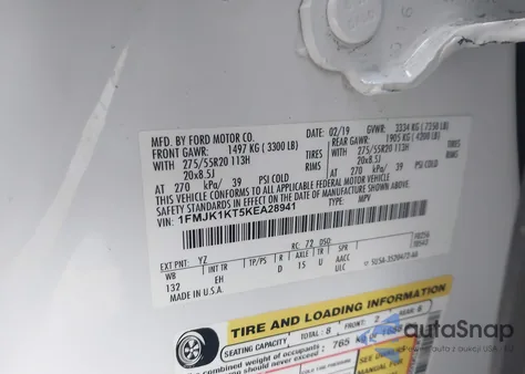 2019 Ford Expedition Max Limited z USA, uszkodzony, nr VIN 1FMJK1KT5KEA28941